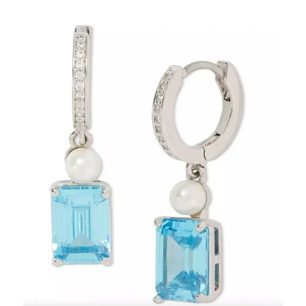 Kate Spade NEW earrings - blue Cubic Zirconia huggie hoops